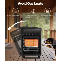 VEVOR Propane Heater, 6000 to 18000 BTU Propane Cabinet Heater with 3 Modes Temp Settings & Tip-over Protection, Garage Radiator Heat up to 450 Sq.Ft, for Camping,Garage, Patio,Indoor/Outdoor
