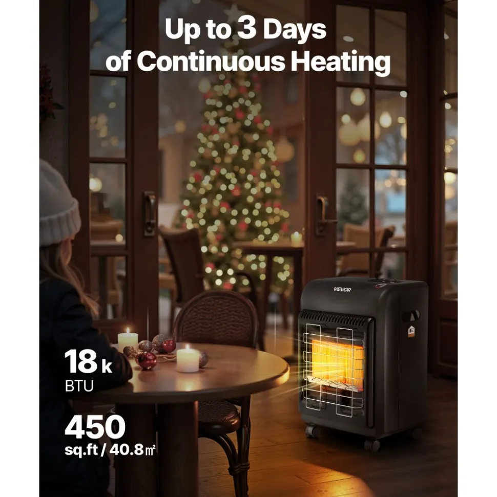 VEVOR Propane Heater, 6000 to 18000 BTU Propane Cabinet Heater with 3 Modes Temp Settings & Tip-over Protection, Garage Radiator Heat up to 450 Sq.Ft, for Camping,Garage, Patio,Indoor/Outdoor