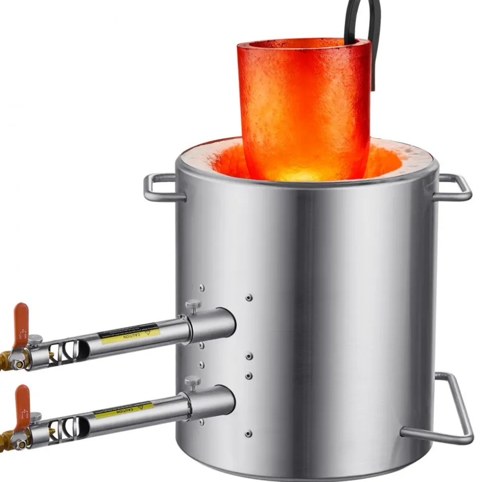 VEVOR Propane Melting Furnace Kit, 12KG Large Capacity Foundry Home Kilns,Stainless Steel Smelter, Blacksmithing Forge with Crucible an Tongs Kiln, For Metal Scrap Recycle, Gold Copper Silver Casting