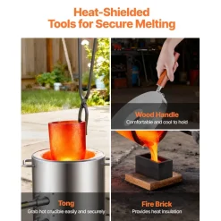VEVOR Propane Melting Furnace Kit, 12KG Large Capacity Foundry Home Kilns,Stainless Steel Smelter,  Blacksmithing Forge with Crucible an Tongs Kiln, For Metal Scrap Recycle, Gold Copper Silver Casting