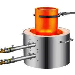 VEVOR Propane Melting Furnace Kit, 16KG/35lbs Gas Metal Melting Furnace Kit, Dual Burner Foundry Home Kiln with Crucibles and Tongs, Smelting Casting Tool for Gold Silver Copper Aluminum Metal Recycle