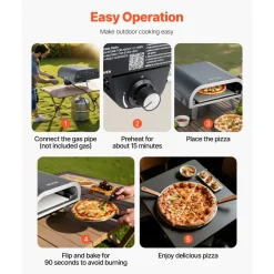 VEVOR Propane Outdoor Pizza Oven, 12 Inch Gas Pizza Maker, Portable Pizza-Cooker with Thickened Pizza-Stone, Carry Bag, Pizza-Oven for Outside Backyard Patio Camping, Black