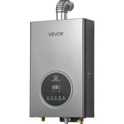 VEVOR Propane Tankless Water Heater, 4.3Gal Indoor 100000 BTU Instant Hot Water Heater, Smart Temperature Control & Clear LED Display & Multiple Security Protections for Whole House, Silver Gray