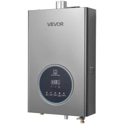VEVOR Propane Tankless Water Heater, 4.3Gal Indoor 100000 BTU Instant Hot Water Heater, Smart Temperature Control & Clear LED Display & Multiple Security Protections for Whole House, Silver Gray
