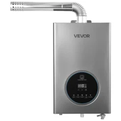 VEVOR Propane Tankless Water Heater, 4.3Gal Indoor 100000 BTU Instant Hot Water Heater, Smart Temperature Control & Clear LED Display & Multiple Security Protections for Whole House, Silver Gray