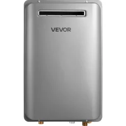 VEVOR Propane Tankless Water Heater, 5.3Gal Outdoor 120000 BTU Instant Hot Water Heater, Smart Temperature Control & 3/4 inch NPT Interface& Multiple Security Protections for Whole House, Silver Gray
