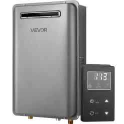 VEVOR Propane Tankless Water Heater, 5.3Gal Outdoor 120000 BTU Instant Hot Water Heater, Smart Temperature Control & 3/4 inch NPT Interface& Multiple Security Protections for Whole House, Silver Gray