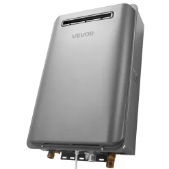 VEVOR Propane Tankless Water Heater, 5.3Gal Outdoor 120000 BTU Instant Hot Water Heater, Smart Temperature Control & 3/4 inch NPT Interface& Multiple Security Protections for Whole House, Silver Gray