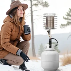 VEVOR Propane Tank Top Heater, 42000 BTU Rapid Heating 360-Degree Infrared Radiant Tank Top Gas Heater, Stepless Temperature Adjustment for Ice Fishing/ Hunting/Outdoor Work, Single Burner