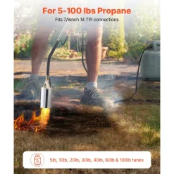 VEVOR Propane Torch Weed Burner, High Output 1,800,000 BTU with 10 ft Hose, Heavy Duty Blow Torch with Adjustable Flame and Turbo Trigger Push Button Igniter, Flamethrower Kit for Garden Ice Snow Road
