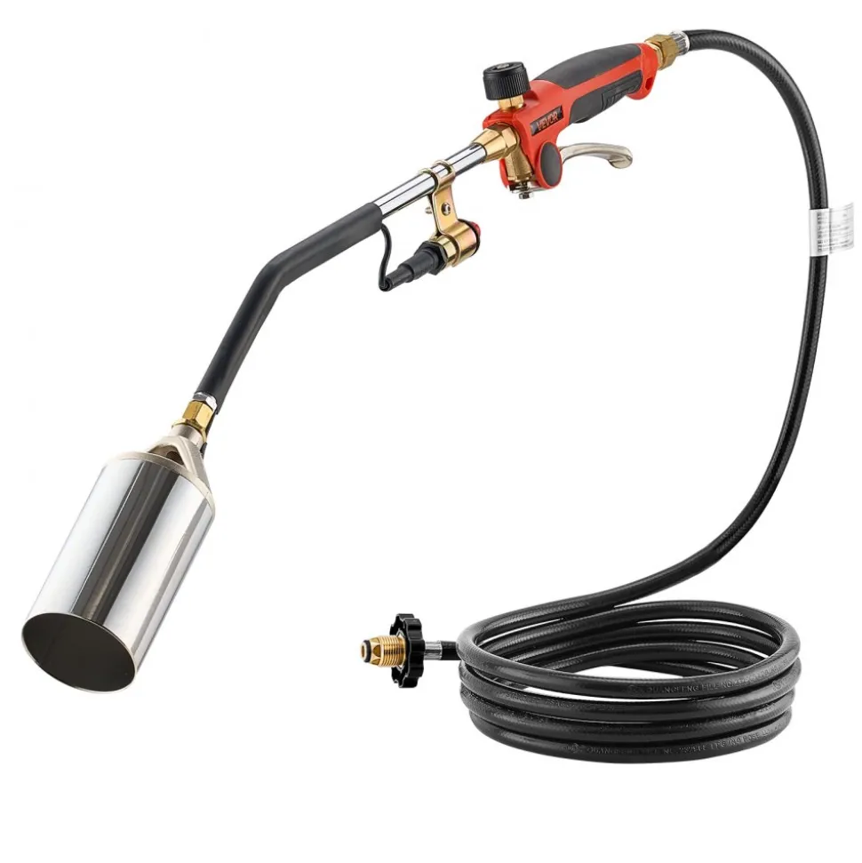 VEVOR Propane Torch Weed Burner, High Output 1,800,000 BTU with 10 ft Hose, Heavy Duty Blow Torch with Adjustable Flame and Turbo Trigger Push Button Igniter, Flamethrower Kit for Garden Ice Snow Road