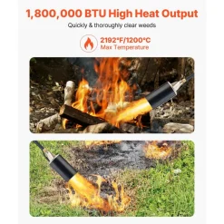 VEVOR Propane Torch Weed Burner, High Output 1,800,000 BTU with 10 ft Hose, Heavy Duty Blow Torch with Adjustable Flame & Turbo Trigger Push Button Auto Igniter, Flamethrower for Garden Ice Snow Road