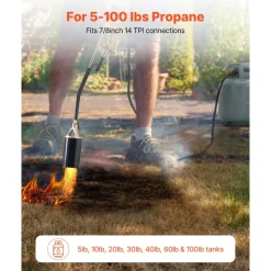 VEVOR Propane Torch Weed Burner, High Output 1,800,000 BTU with 10 ft Hose, Heavy Duty Blow Torch with Adjustable Flame & Turbo Trigger Push Button Auto Igniter, Flamethrower for Garden Ice Snow Road