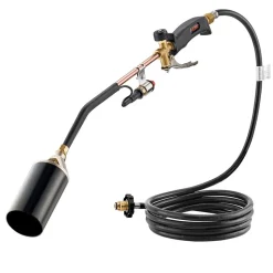 VEVOR Propane Torch Weed Burner, High Output 1,800,000 BTU with 10 ft Hose, Heavy Duty Blow Torch with Adjustable Flame & Turbo Trigger Push Button Auto Igniter, Flamethrower for Garden Ice Snow Road