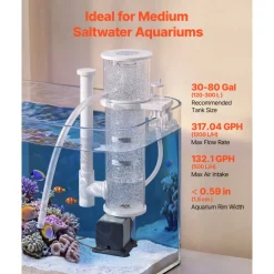 VEVOR Protein Skimmer for 30-80 Gal Saltwater Aquarium Hang On with DC Pump, Protein Skimmer with DC Pinwheel Pump, Adjustable Control, for 30-80 Gal Medium Saltwater Aquariums & Reef Tank Fish Tank