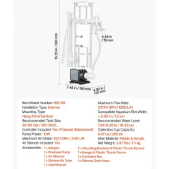 VEVOR Protein Skimmer for 30-80 Gal Saltwater Aquarium Hang On with DC Pump, Protein Skimmer with DC Pinwheel Pump, Adjustable Control, for 30-80 Gal Medium Saltwater Aquariums & Reef Tank Fish Tank