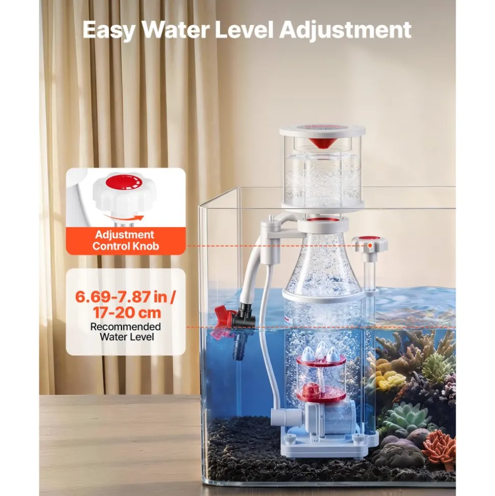 VEVOR Protein Skimmer for 53-106 Gal Saltwater Aquariums Internal with Pump, Protein Skimmer with DC Pinwheel Pump, Adjustable Control, Air Silencer, for 53-106 Gallon Saltwater Aquariums & Reef Tank