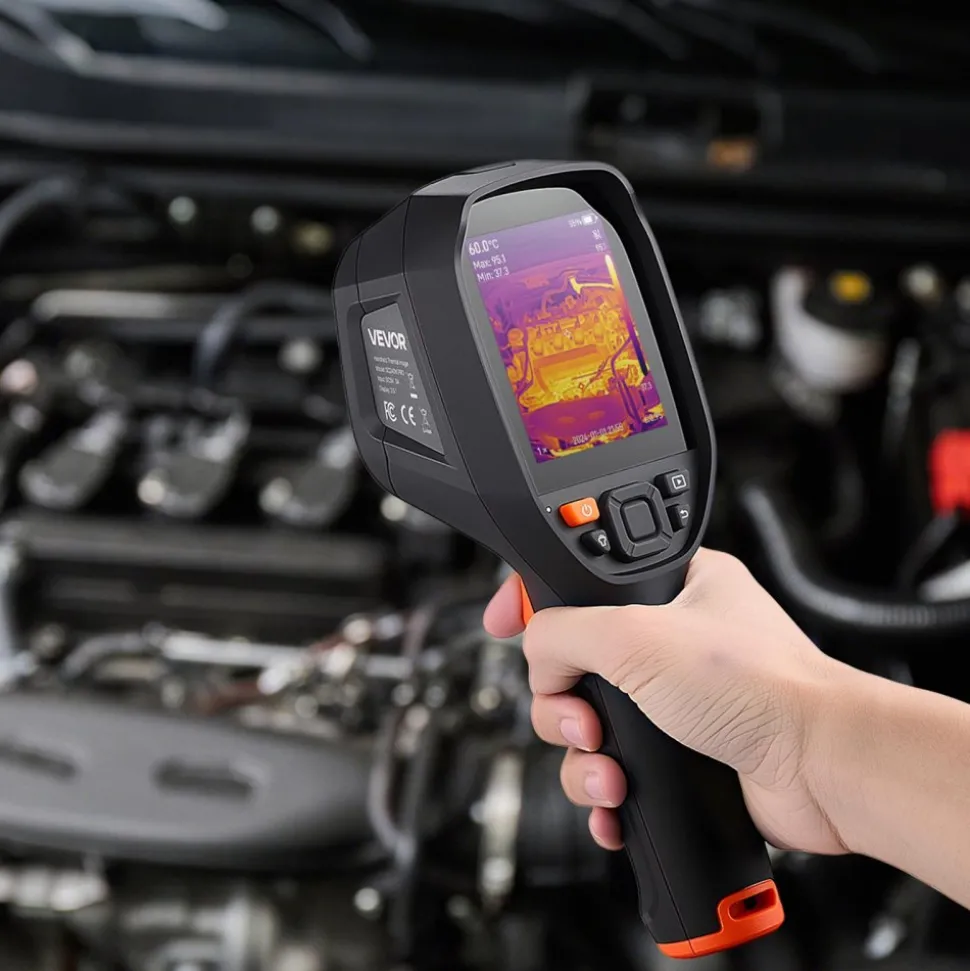 VEVOR Pro Thermal Imaging Camera, Upgraded 512 x 384 TISR Super Resolution, 3.45" LCD Infrared Thermal Imager with 2MP Visual Camera, 25HZ Refresh Rate, -4°F - 1022°F, 4 Image Modes & 7 Color Palettes