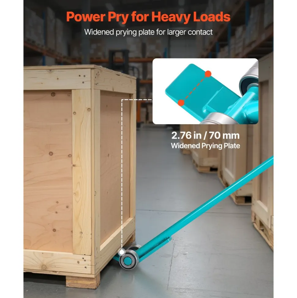 VEVOR Prylever Bar, 8818 lbs Weight Capacity, 56.5 Inch Carbon Steel Handle Lever Dolly, Pry Lever Bar with Wheels for Large Pallets, Heavy Items, Concrete Blocks, Heavy Duty Equipment Handling