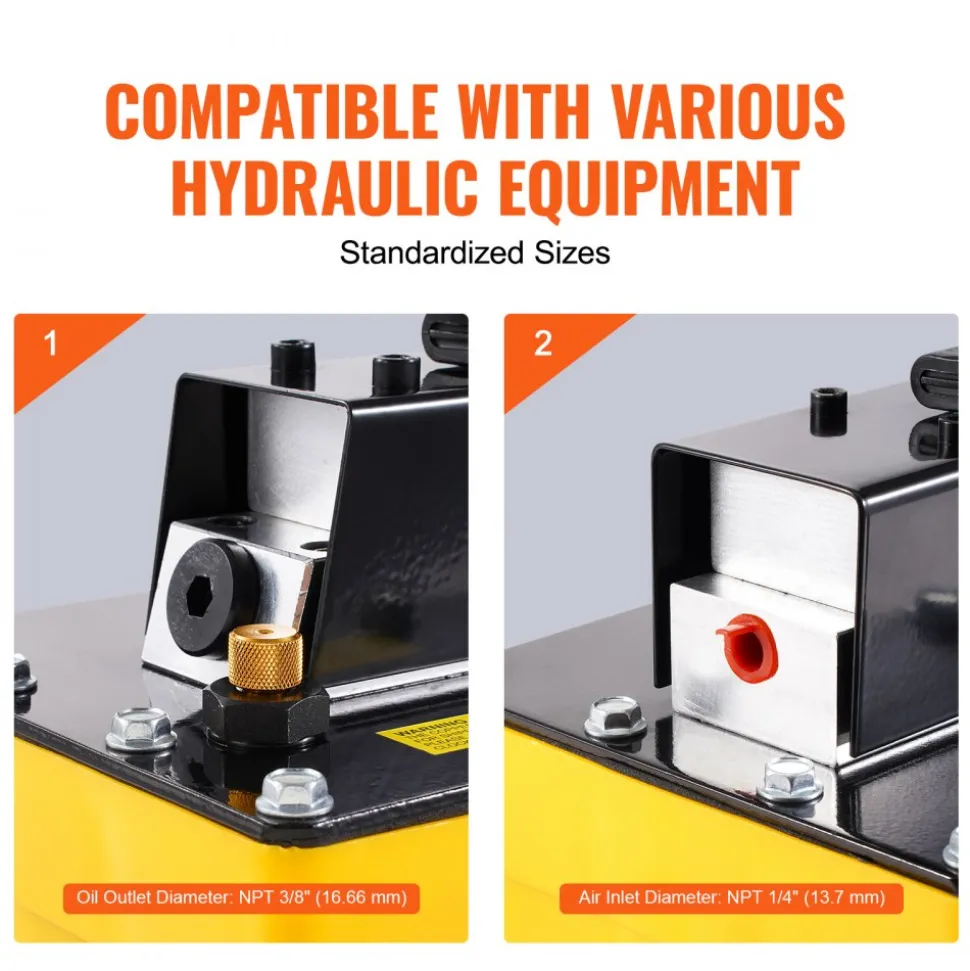 VEVOR 10,000PSI Air Hydraulic Pump, 0.61 Gal Reservoir, NPT 3/8 In Oil Outlet, NPT 1/4 In Inlet, Plastic Air Hydraulic Pump with Remote Control Actuator, for Automobile Frame Machine & Hydraulic Press