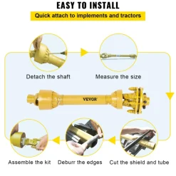 VEVOR PTO Shaft, 1-3/8" PTO Drive Shaft, 6 Spline Both Ends PTO Driveline Shaft, Series 4 Tractor PTO Shaft, 31.5"-41" Brush Hog PTO Shaft, Yellow PTO Shaft with Slip Clutch for Bush Hog/Finish Mow