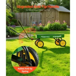 VEVOR Pull-Along Wagon for Kids, 39 inch Toddler Wagons, Supports up to 176 lbs, All-Terrain Wagons with Handle, Utility Wagon Cart Birthday Present for Kids Gardening Beach Camping, Green