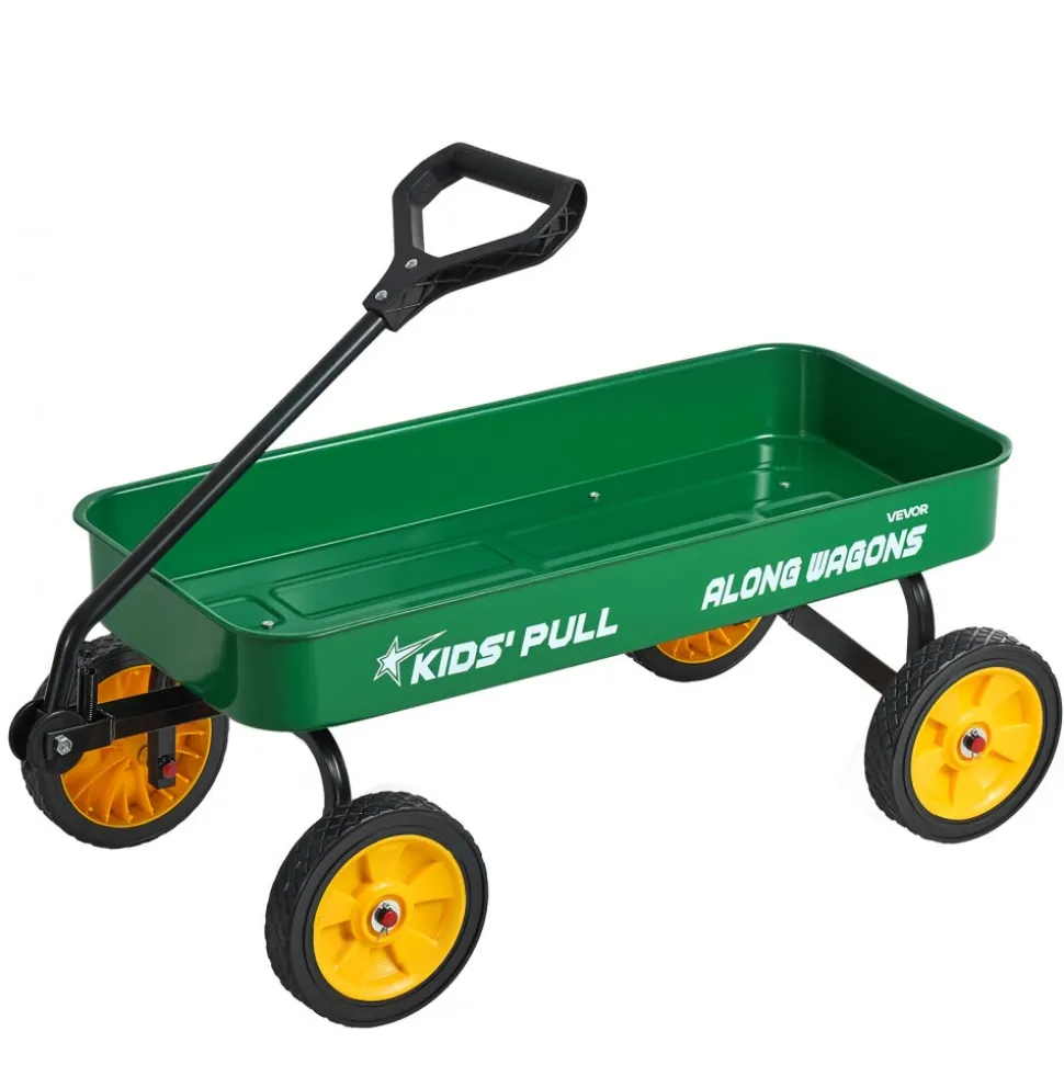 VEVOR Pull-Along Wagon for Kids, 39 inch Toddler Wagons, Supports up to 176 lbs, All-Terrain Wagons with Handle, Utility Wagon Cart Birthday Present for Kids Gardening Beach Camping, Green
