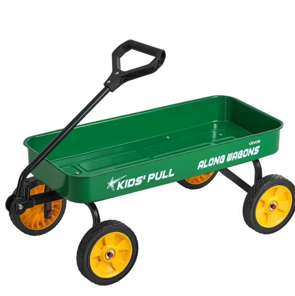 VEVOR Pull-Along Wagon for Kids, 39 inch Toddler Wagons, Supports up to 176 lbs, All-Terrain Wagons with Handle, Utility Wagon Cart Birthday Present for Kids Gardening Beach Camping, Green