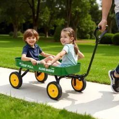 VEVOR Pull-Along Wagon for Kids, 39 inch Toddler Wagons, Supports up to 176 lbs, All-Terrain Wagons with Handle, Utility Wagon Cart Birthday Present for Kids Gardening Beach Camping, Green