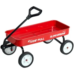 VEVOR Pull-Along Wagon for Kids, 39 in Toddler Wagons with Foldable Wooden Panel & Handle, Supports up to 551 lbs, 10" All-Terrain Tires, Utility Wagon Cart Birthday Present for Kids Gardening Beach
