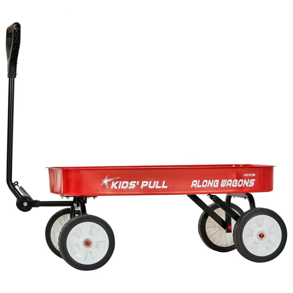 VEVOR Pull-Along Wagon for Kids, 39 inch Toddler Wagons, Supports up to 176 lbs, All-Terrain Wagons with Handle, Utility Wagon Cart Birthday Present for Kids Gardening Beach Camping, Red