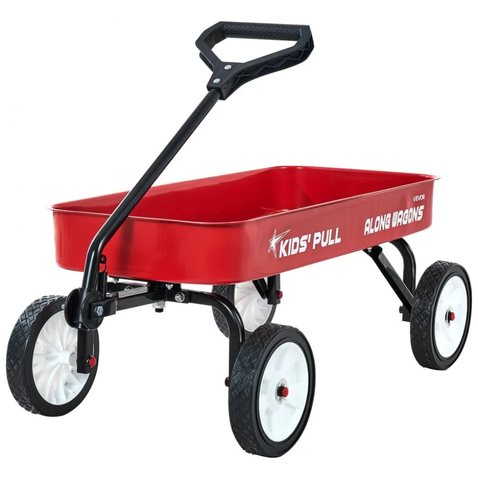 VEVOR Pull-Along Wagon for Kids, 39 inch Toddler Wagons, Supports up to 176 lbs, All-Terrain Wagons with Handle, Utility Wagon Cart Birthday Present for Kids Gardening Beach Camping, Red