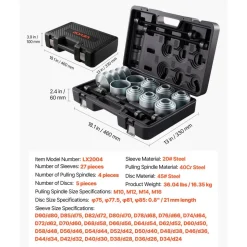 VEVOR Pull and Press Sleeve Kit, 36 PCS, Steel Bush Removal Insertion Sleeve Tools with Carrying Case, Compatible with LCV and HGV Engines, for Removing and Installing Bushings, Bearings, and Seals