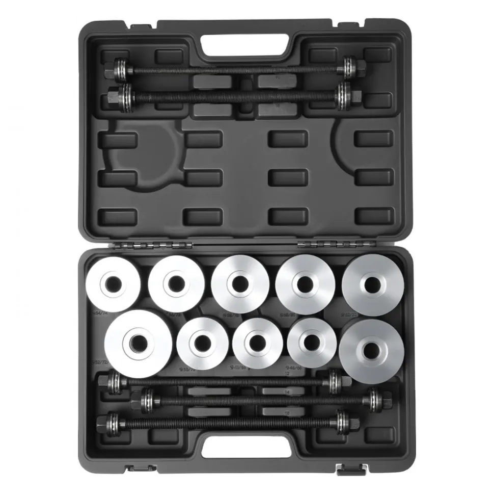 VEVOR Pull and Press Sleeve Kit, 27 PCS, Steel Bush Removal Insertion Sleeve Tools with Carrying Case, Compatible with LCV and HGV Engines, for Removing and Installing Bushings, Bearings, and Seals