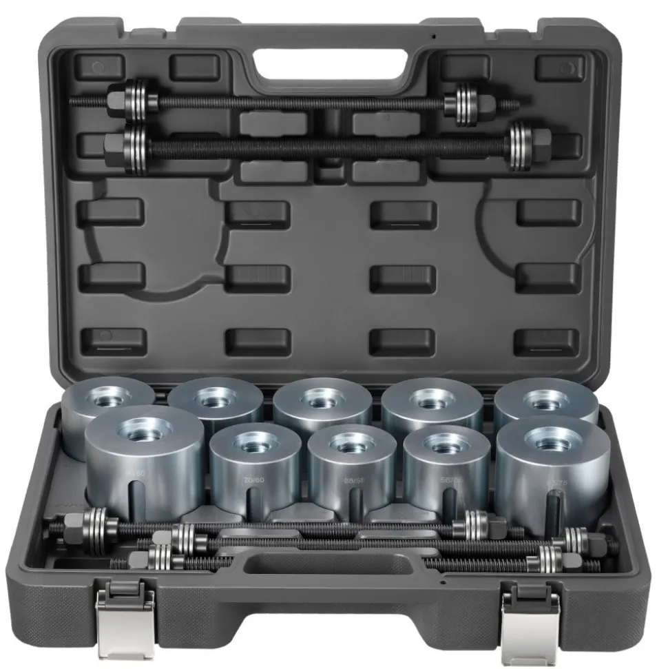 VEVOR Pull and Press Sleeve Kit, 27 PCS, Steel Bush Removal Insertion Sleeve Tools with Carrying Case, Compatible with LCV and HGV Engines, for Removing and Installing Bushings, Bearings, and Seals