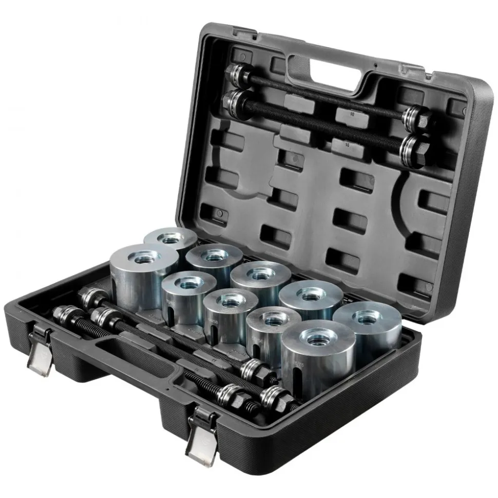 VEVOR Pull and Press Sleeve Kit, 27 PCS, Steel Bush Removal Insertion Sleeve Tools with Carrying Case, Compatible with LCV and HGV Engines, for Removing and Installing Bushings, Bearings, and Seals