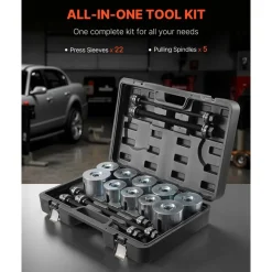 VEVOR Pull and Press Sleeve Kit, 27 PCS, Steel Bush Removal Insertion Sleeve Tools with Carrying Case, Compatible with LCV and HGV Engines, for Removing and Installing Bushings, Bearings, and Seals