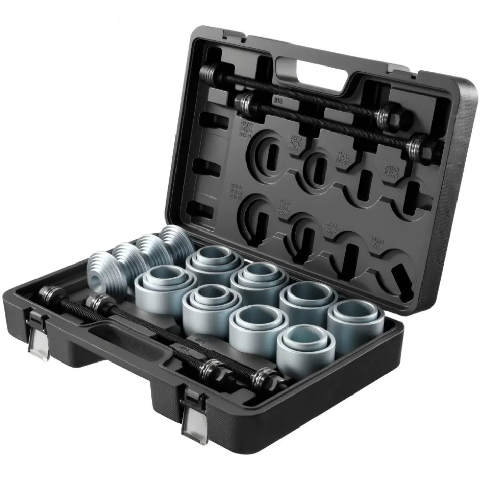 VEVOR Pull and Press Sleeve Kit, 28 PCS, Steel Bush Removal Insertion Sleeve Tools with Carrying Case, Compatible with LCV and HGV Engines, for Removing and Installing Bushings, Bearings, and Seals