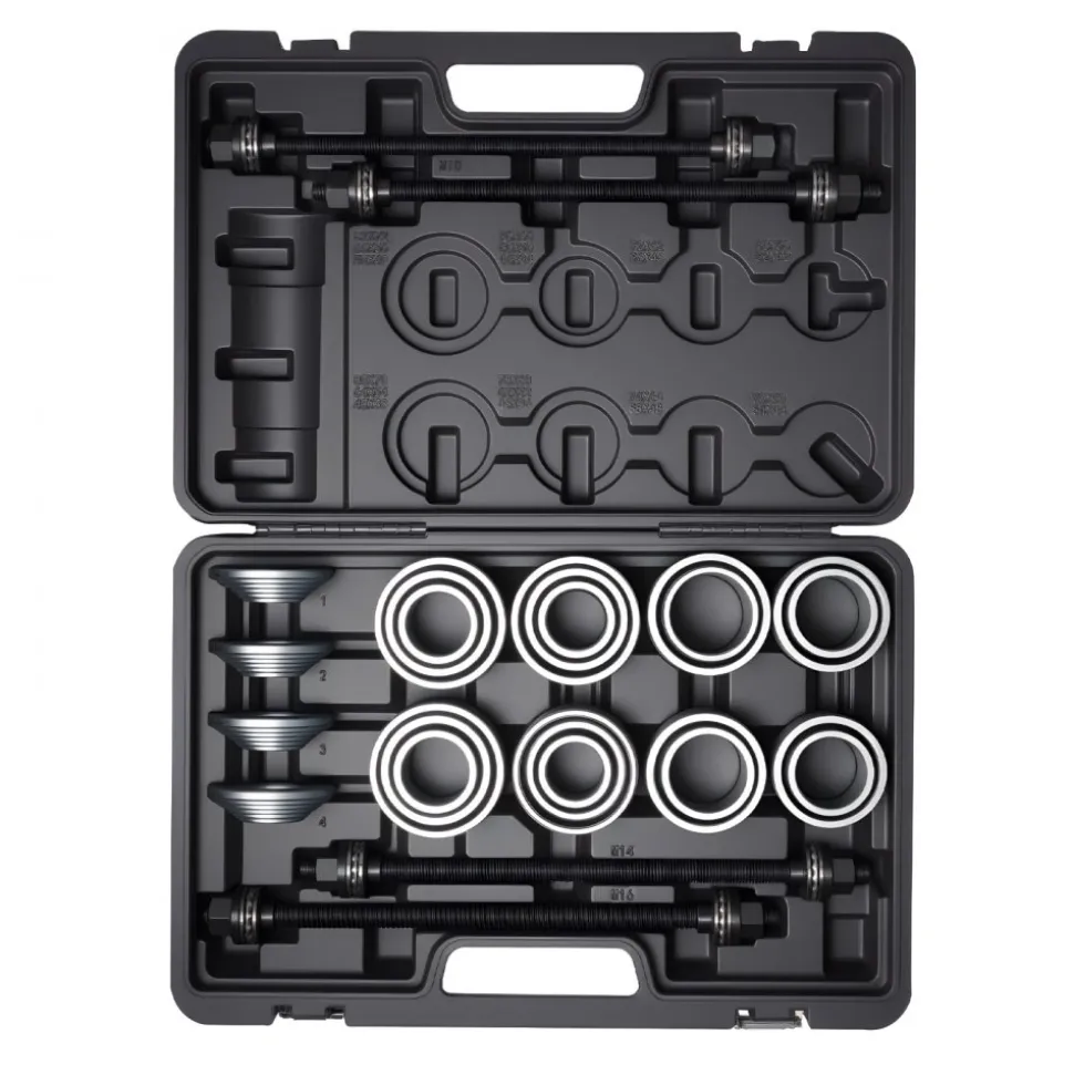 VEVOR Pull and Press Sleeve Kit, 28 PCS, Steel Bush Removal Insertion Sleeve Tools with Carrying Case, Compatible with LCV and HGV Engines, for Removing and Installing Bushings, Bearings, and Seals