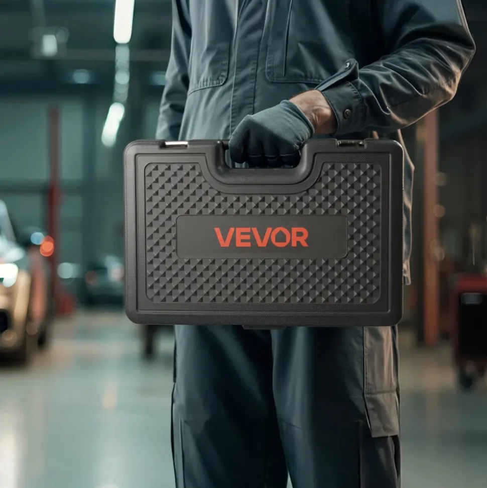 VEVOR Pull and Press Sleeve Kit, 28 PCS, Steel Bush Removal Insertion Sleeve Tools with Carrying Case, Compatible with LCV and HGV Engines, for Removing and Installing Bushings, Bearings, and Seals