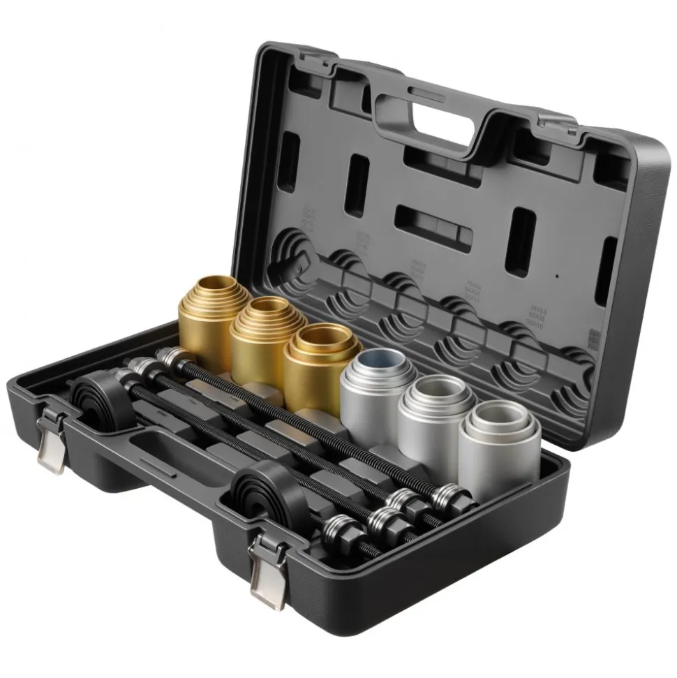 VEVOR Pull and Press Sleeve Kit, 26 PCS, Steel Bush Removal Insertion Sleeve Tools with Carrying Case, Compatible with LCV and HGV Engines, for Removing and Installing Bushings, Bearings, and Seals