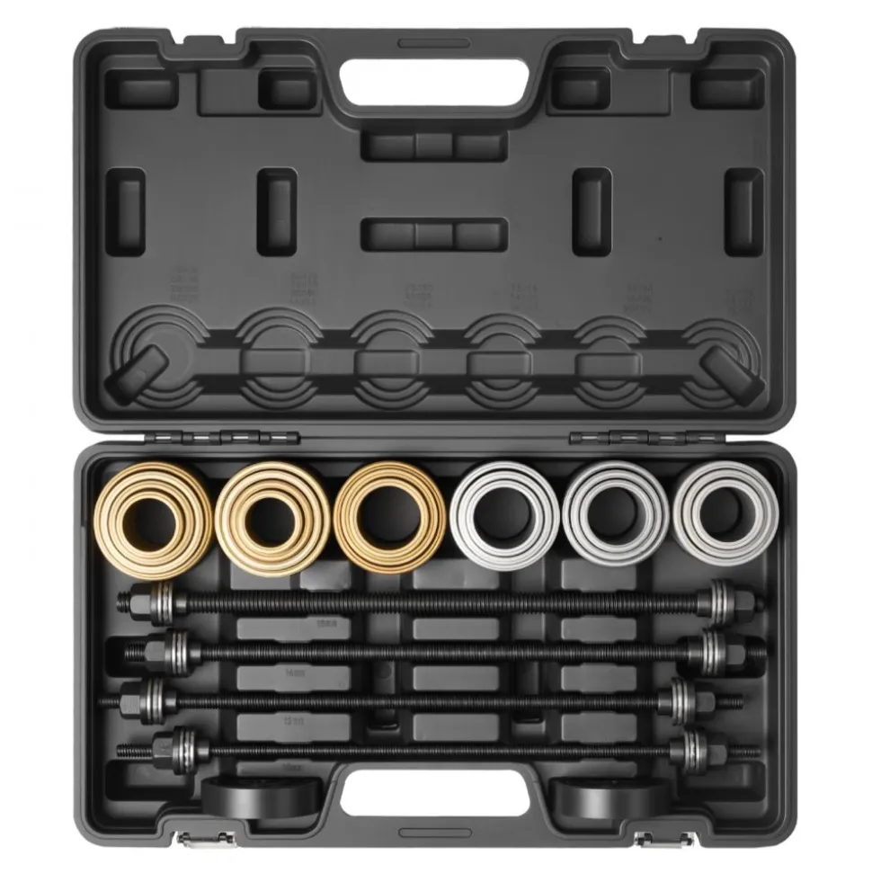 VEVOR Pull and Press Sleeve Kit, 26 PCS, Steel Bush Removal Insertion Sleeve Tools with Carrying Case, Compatible with LCV and HGV Engines, for Removing and Installing Bushings, Bearings, and Seals