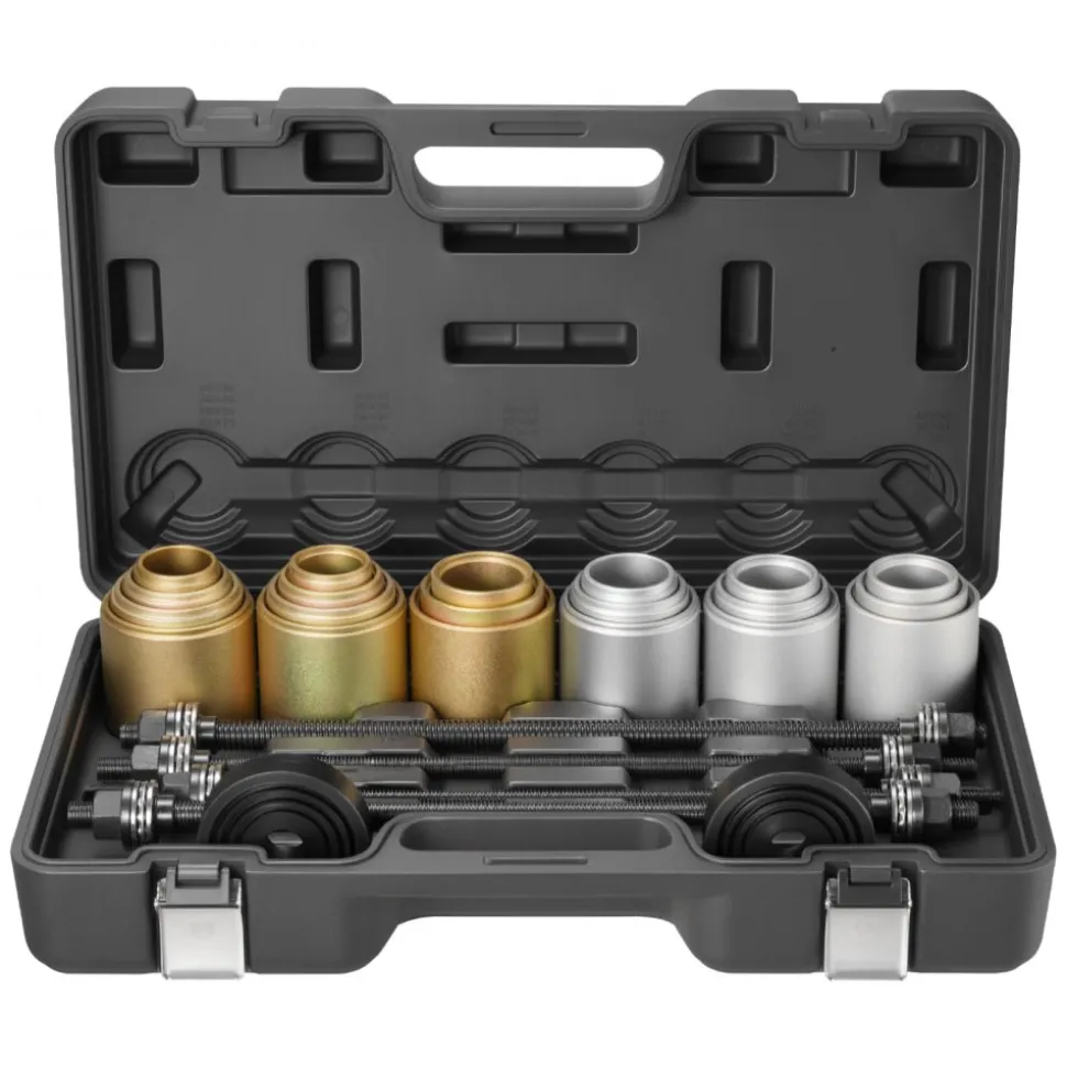VEVOR Pull and Press Sleeve Kit, 26 PCS, Steel Bush Removal Insertion Sleeve Tools with Carrying Case, Compatible with LCV and HGV Engines, for Removing and Installing Bushings, Bearings, and Seals