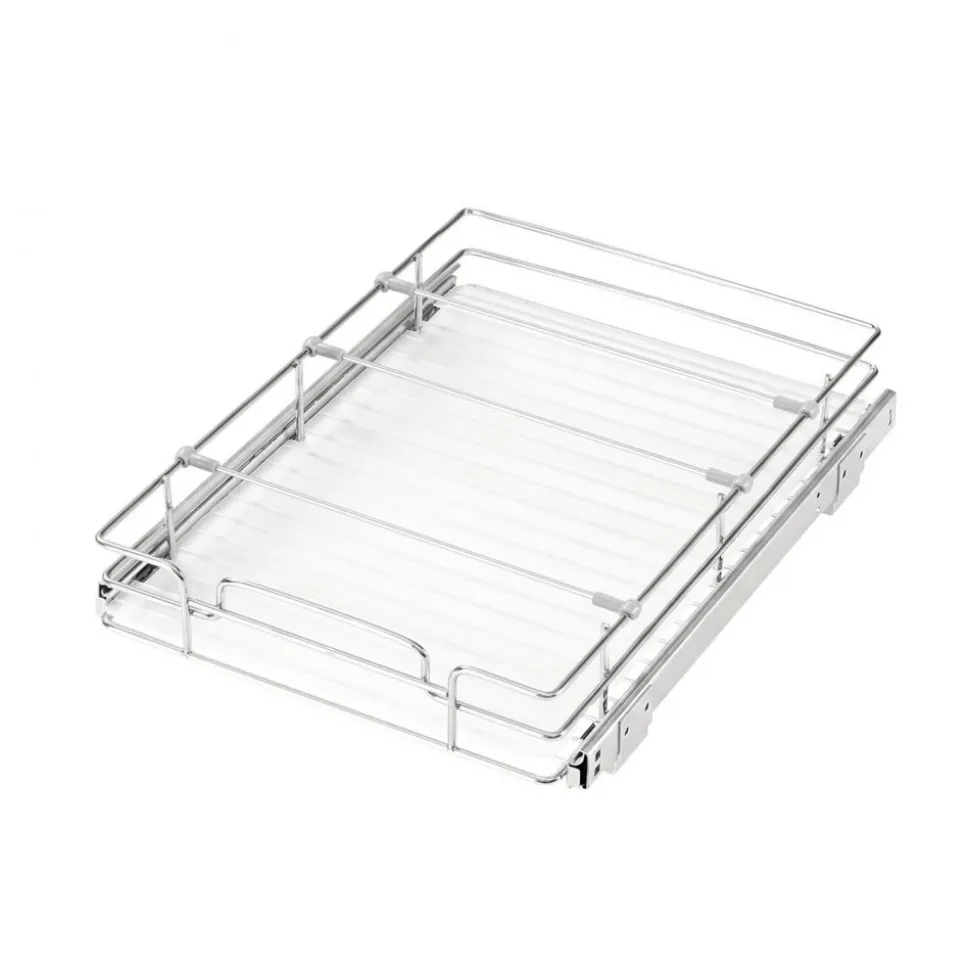 VEVOR Pull Out Cabinet Organizer 12.4"W x 16.54"D Steel Slide Out Drawers, for Kitchen Bathroom Pantry Home Organization, Chrome-Plated Finish, Heavy Duty Storage Sliding Shelves for Base Cabinets