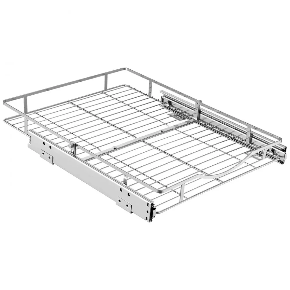 VEVOR Pull Out Cabinet Organizer 16.93"W x 21.06"D Steel Slide Out Drawers, for Kitchen Bathroom Pantry Home Organization, Chrome-Plated Finish, Heavy Duty Storage Sliding Shelves for Base Cabinets