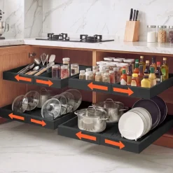 VEVOR Pull Out Cabinet Organizer, 4 Pack Expandable Width (12.2
