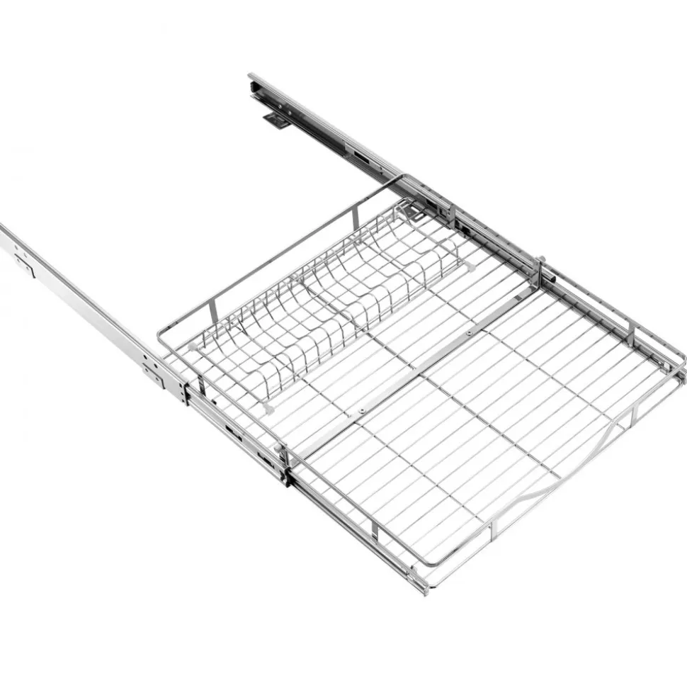 VEVOR Pull Out Cabinet Organizer 14.06"W x 20.94"D Steel Slide Out Drawers, for Kitchen Bathroom Pantry Home Organization, Chrome-Plated Finish, Heavy Duty Storage Sliding Shelves for Base Cabinets