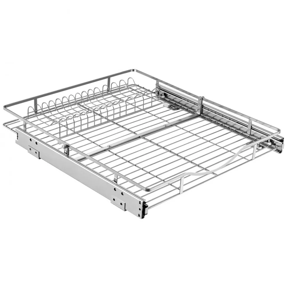 VEVOR Pull Out Cabinet Organizer 14.06"W x 20.94"D Steel Slide Out Drawers, for Kitchen Bathroom Pantry Home Organization, Chrome-Plated Finish, Heavy Duty Storage Sliding Shelves for Base Cabinets