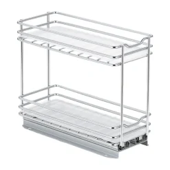 VEVOR Pull Out Spice Rack Organizer for Cabinet, 2 Tier Slide Out Spice Rack Organizer, Heavy Duty Metal Seasoning Kitchen Basket for Inside Cabinets & Pantry Closet, 4.33