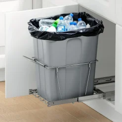 VEVOR Pullout Trash Can for Kitchen Cabinets, 35 QT Garbage Waste Recycling Bin, Under Mount Waste Container, with Heavy Duty Metal Full Extension Sliding System and Handle, for Sink, Under Counter